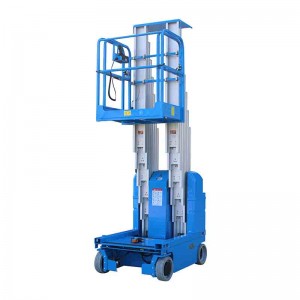 Self-Propelled double Mast aerial work platform ，Self-Propelled aerial platform portable man lift，self-moving hydraulic aerial work lift